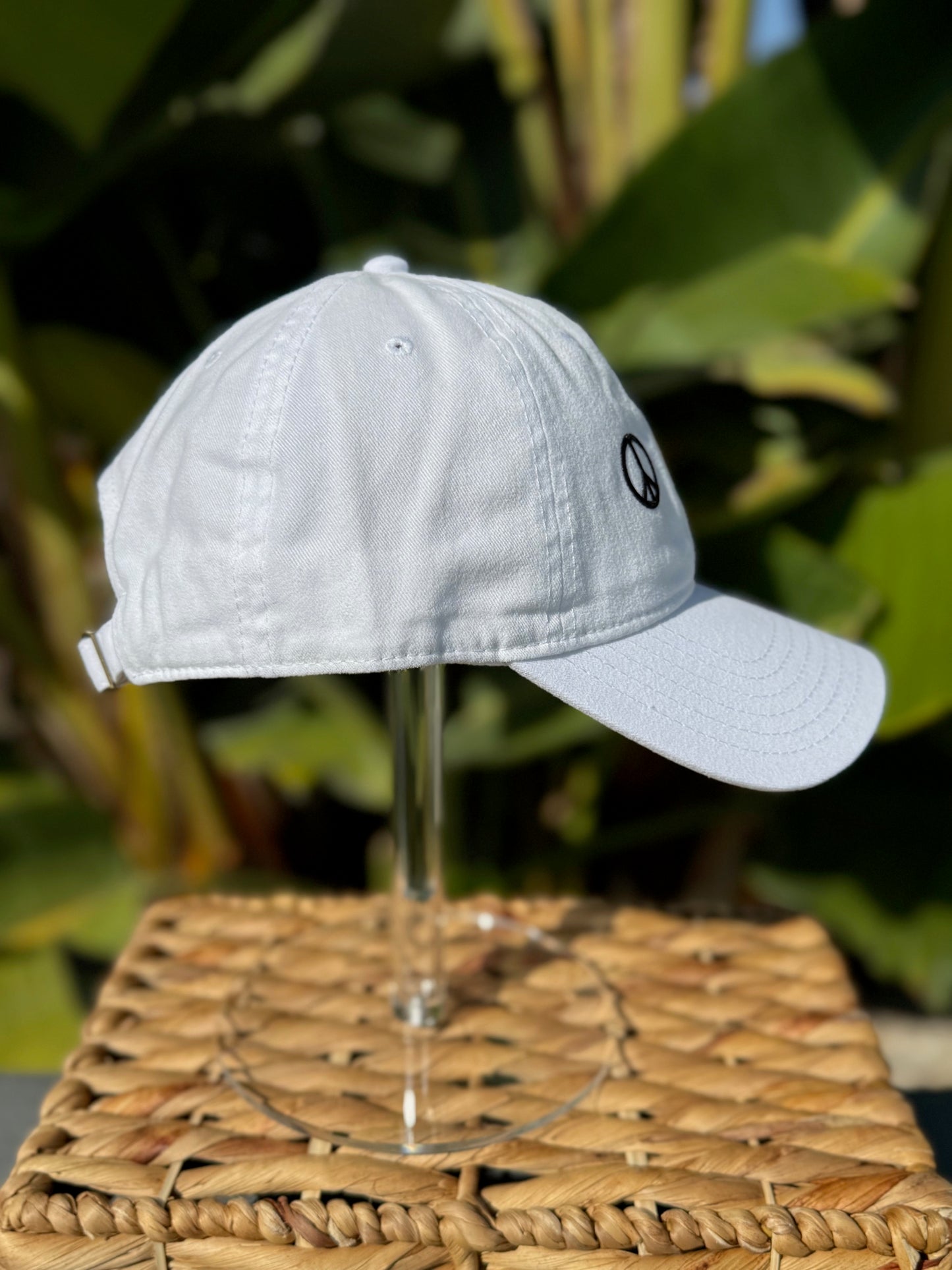 Peace Sign Dad Cap - White