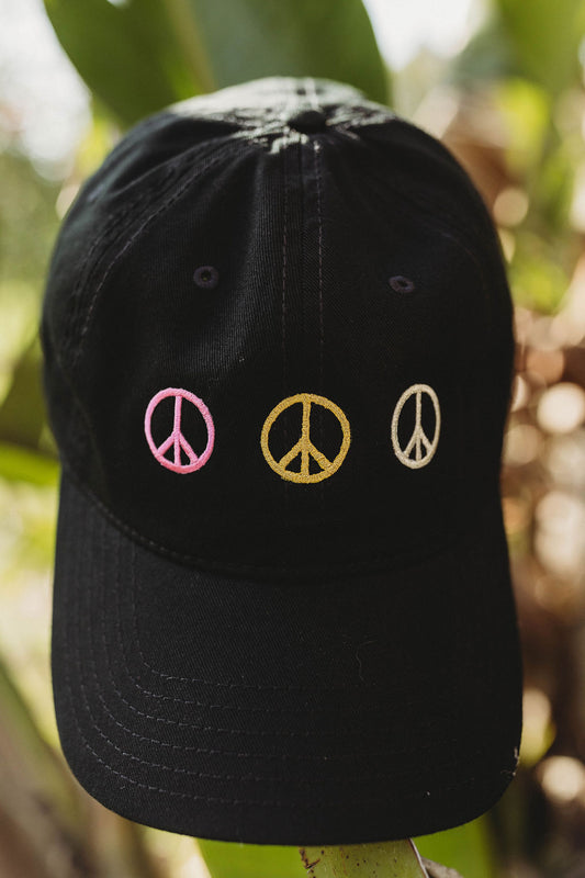 Peace Sign Dad Cap - Black