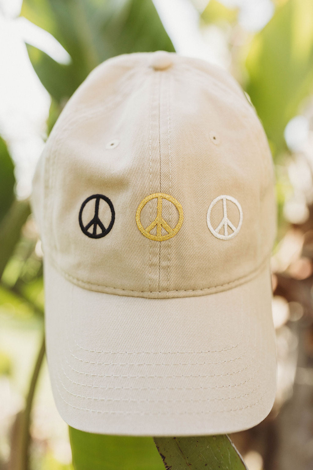 Peace Sign Dad Cap - Khaki