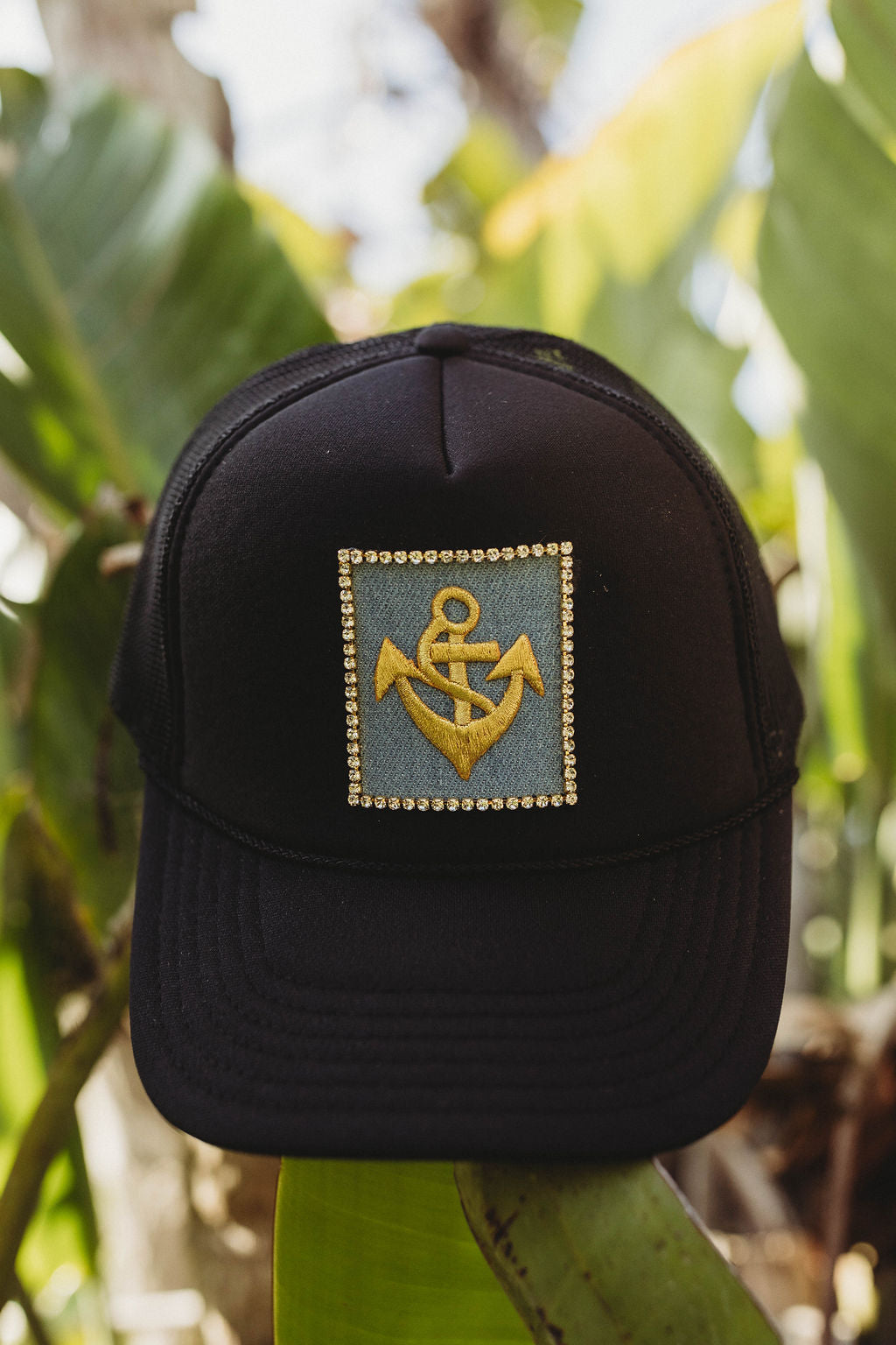 Gold Anchor Trucker Hat - Black