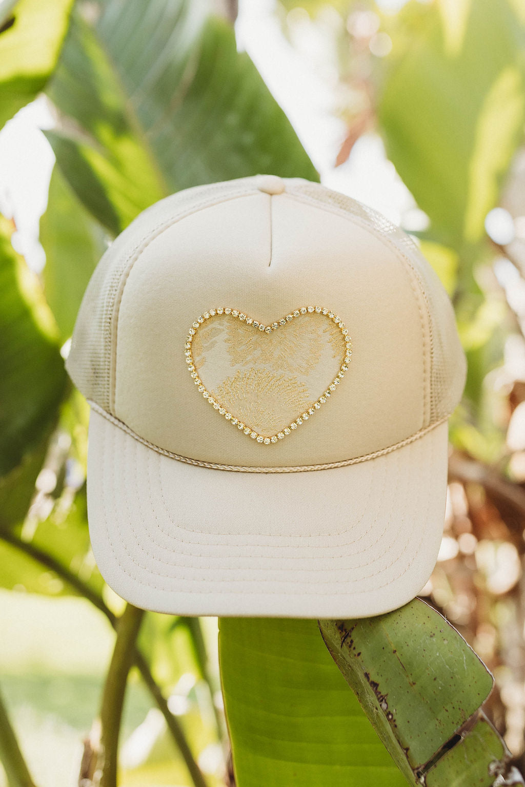 Gold Heart Trucker Hat - Khaki