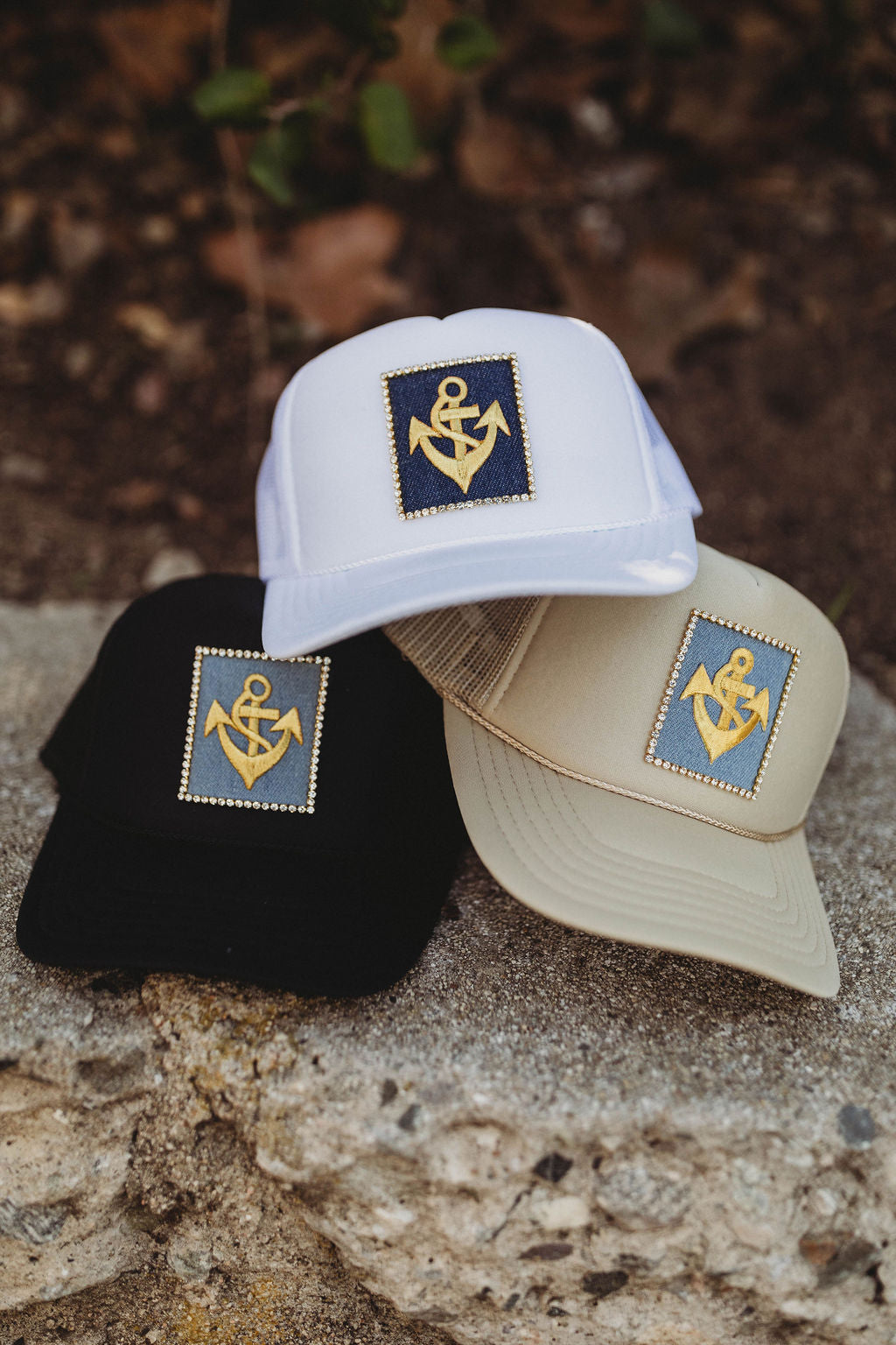 Gold Anchor Trucker Hat - Khaki