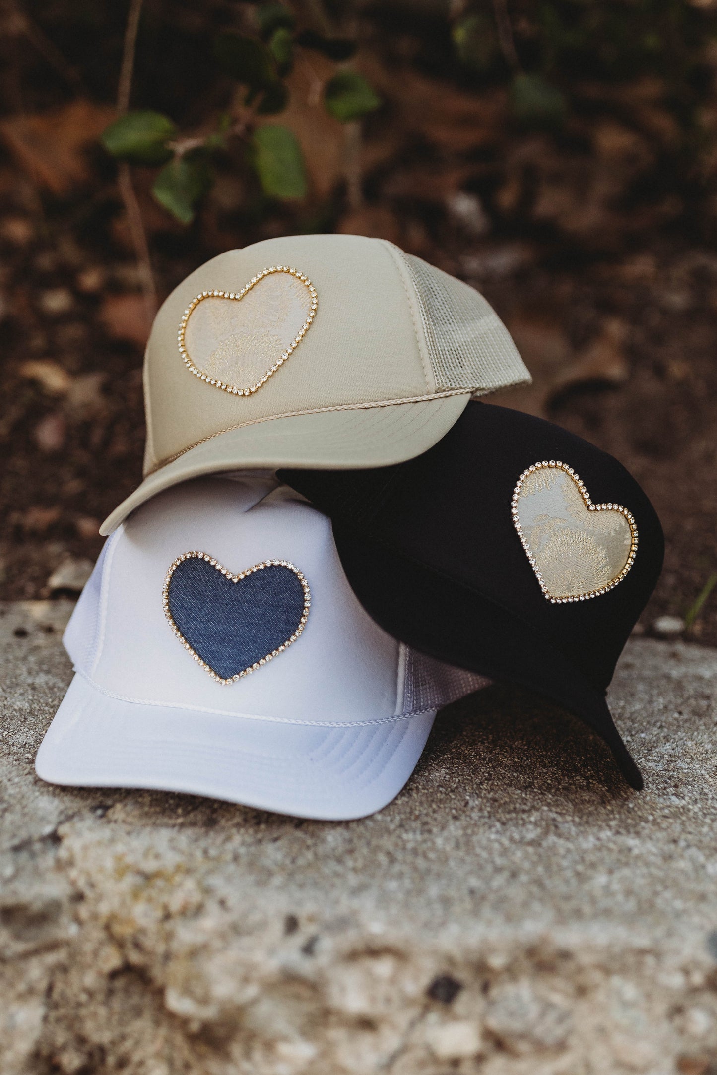 Gold Heart Trucker Hat - Khaki