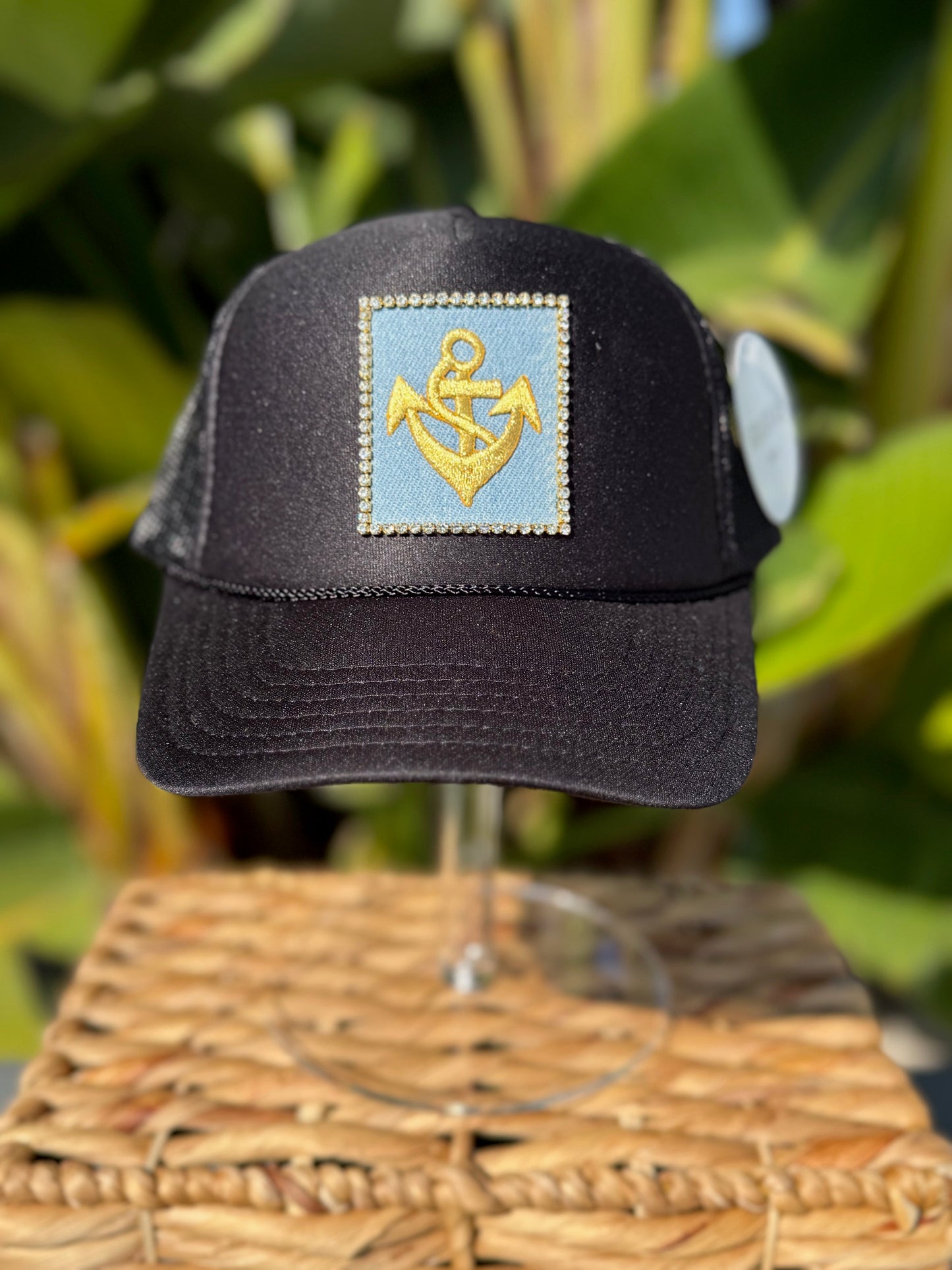 Gold Anchor Trucker Hat - Black