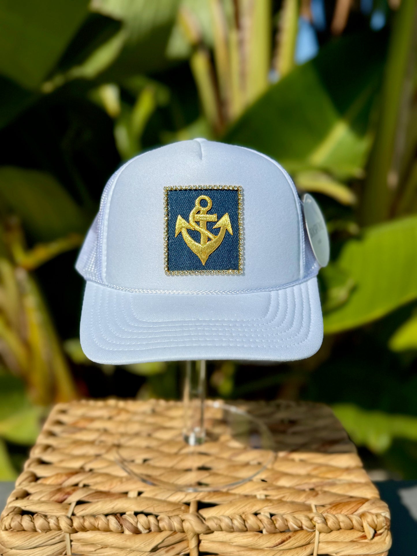 Gold Anchor Trucker Hat - White