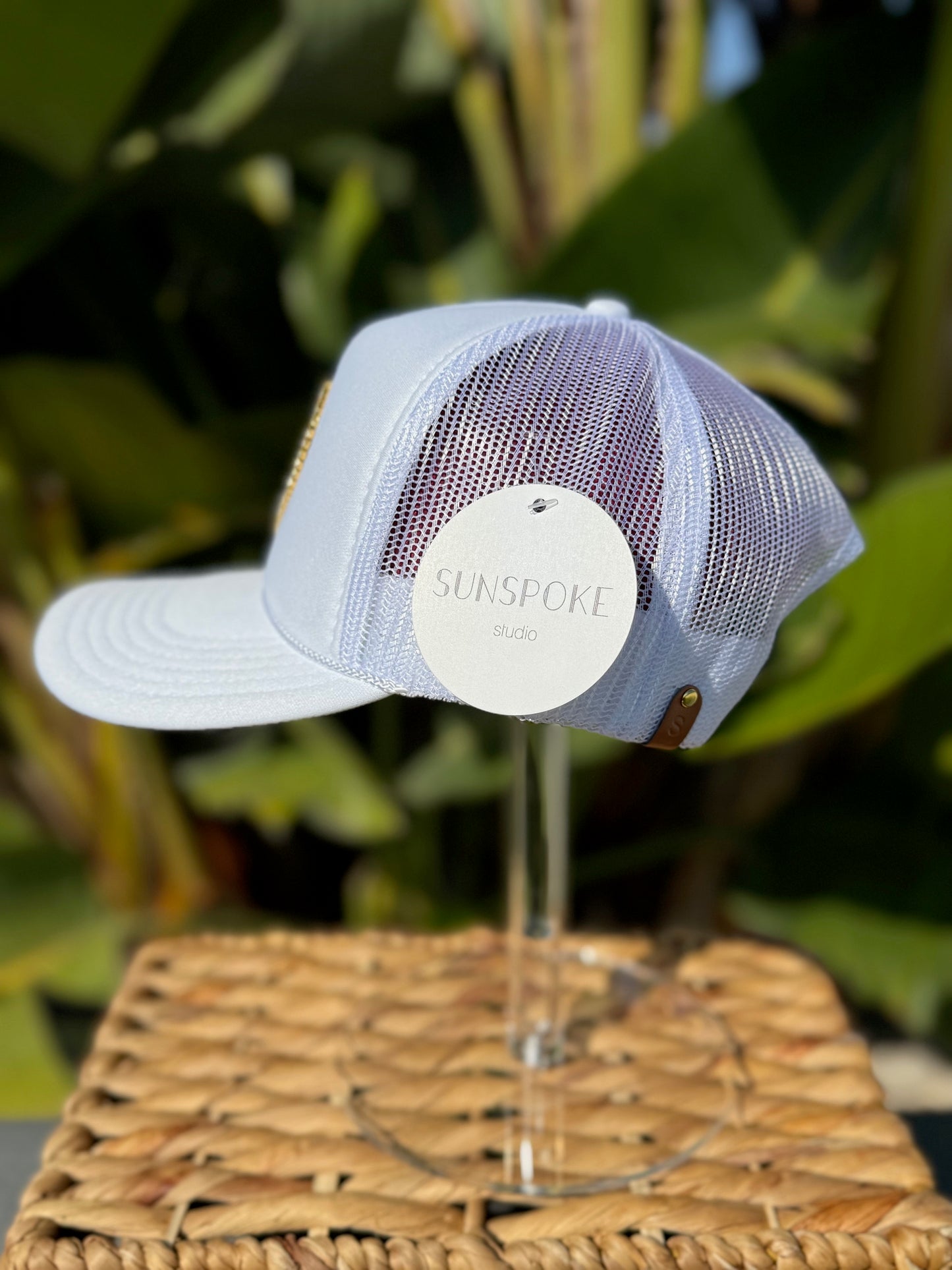 Denim Heart Trucker Hat - White
