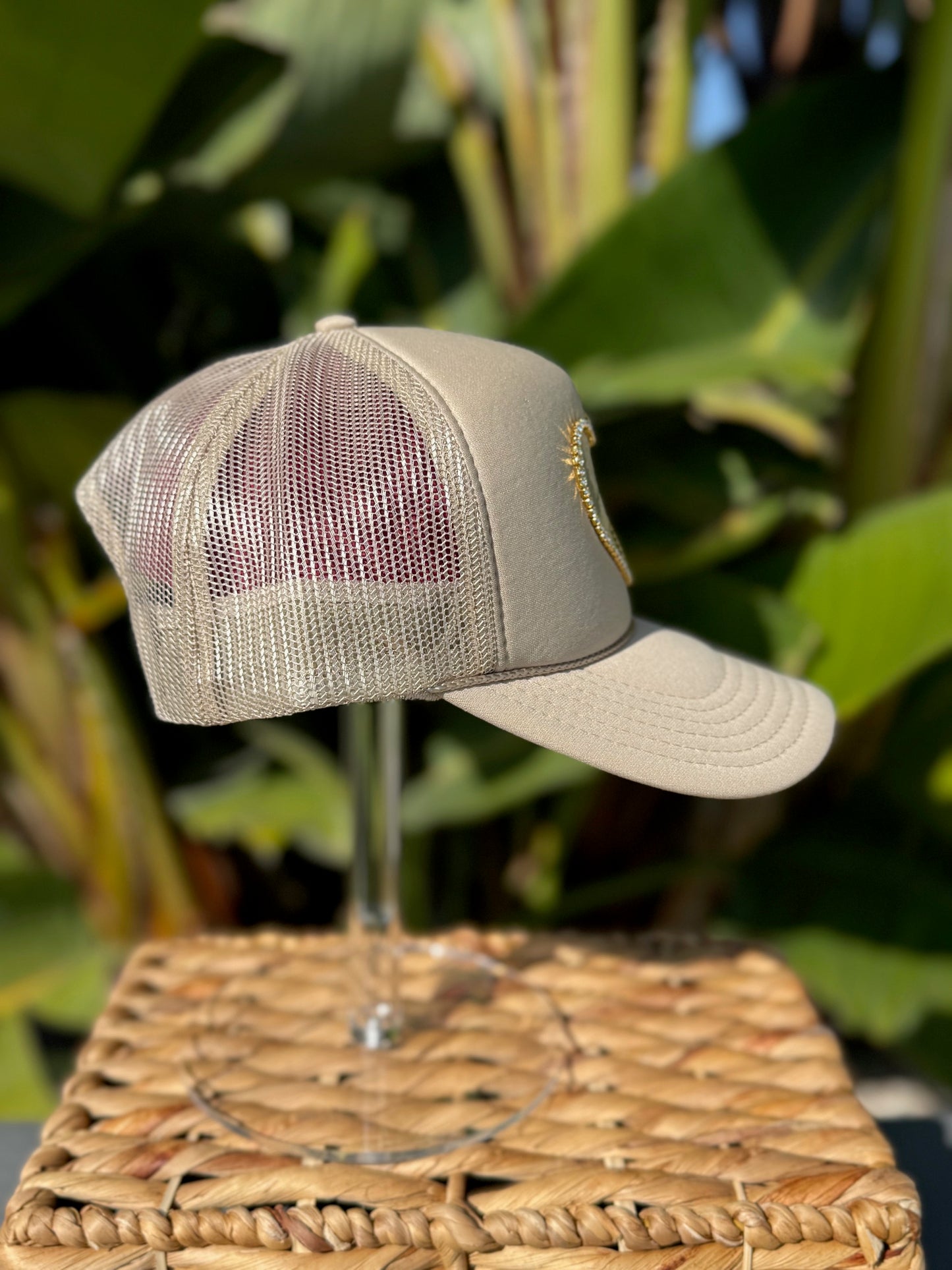 Gold Heart Trucker Hat - Khaki