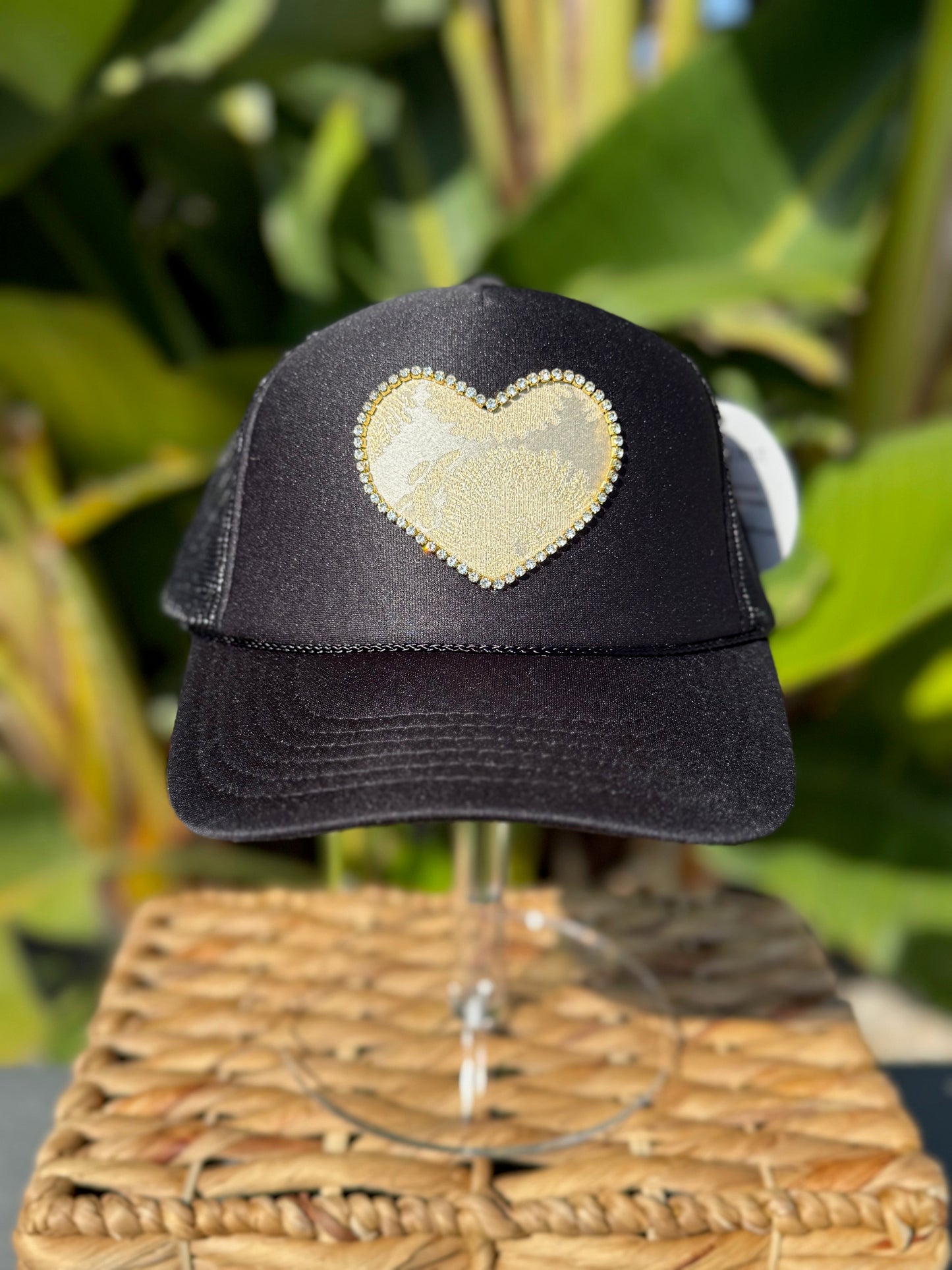 Gold Heart Trucker Hat - Black
