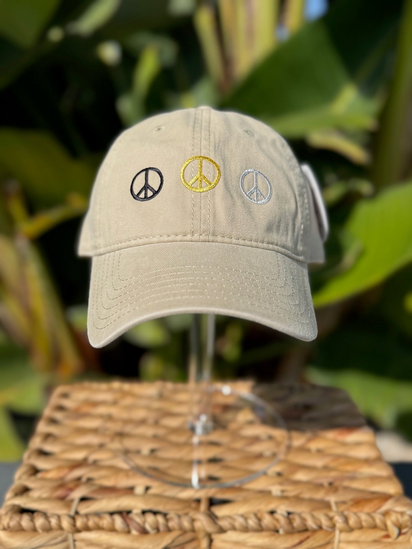 Peace Sign Dad Cap - Khaki