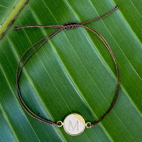 Personalized Initial Bracelet - Brown/Gold